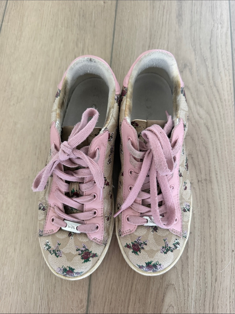 Coach Pink Floral Canvas Low-Top Sneakers